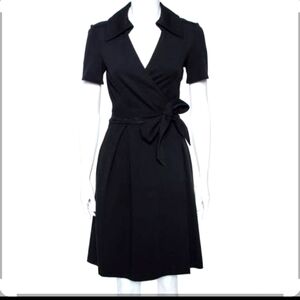 Diane Von Furstenberg Black Wrap Midi Dress